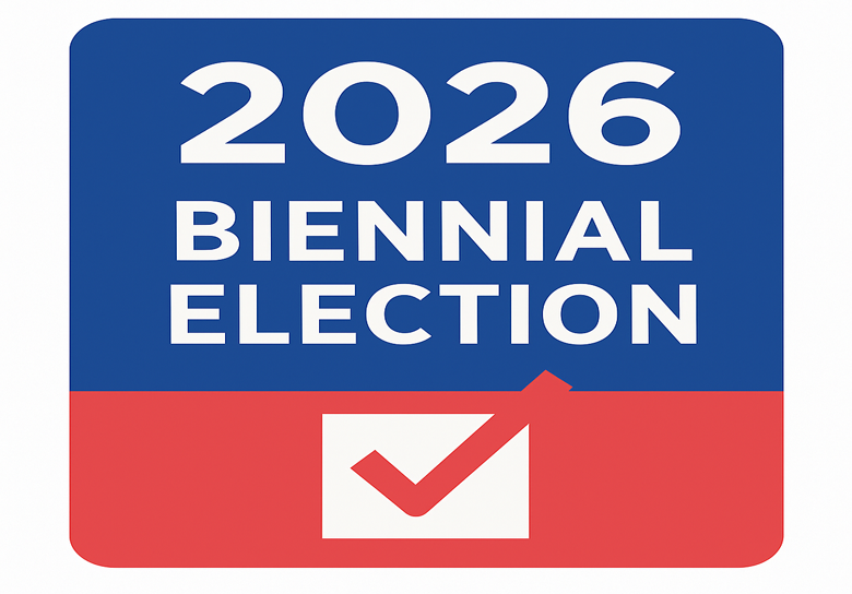 Graphic announcing the 2026 Biennial Election.