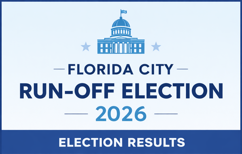 Graphic announcing the Florida City Run-Off Election on February 17, 2026.